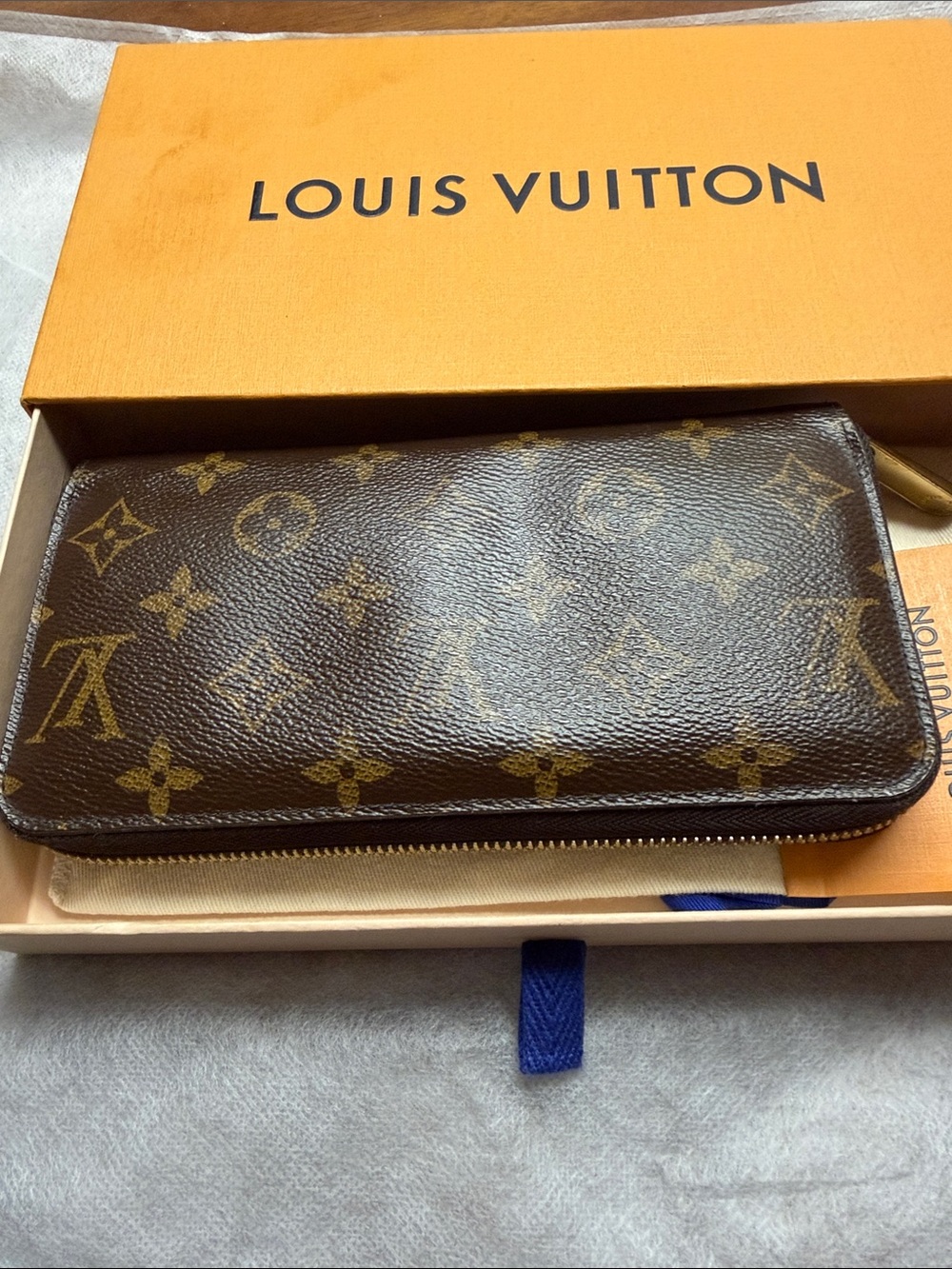 Louis Vuitton Monogram Zip Around Wallet in Brown and Gold